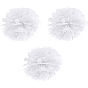 Partydeco Papírový pompom 25 cm bílý 3 ks
