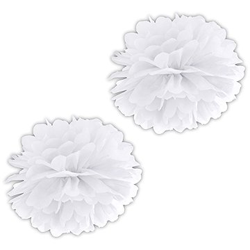 Partydeco Papírový pompom 35 cm bílý 2 ks