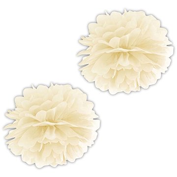 Partydeco Papírový pompom 35 cm krémový 2 ks