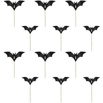 Partydeco Zapichovátka do cupcaku netopýři halloween 12 ks