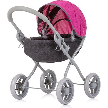 

CHIPOLINO Hluboký kočárek pro panenky Daisy Grey/Pink linen