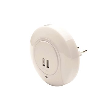 ACA Lighting noční světlo do zásuvky 1W/4000K/IP20/2xUSB/soumrakový senzor