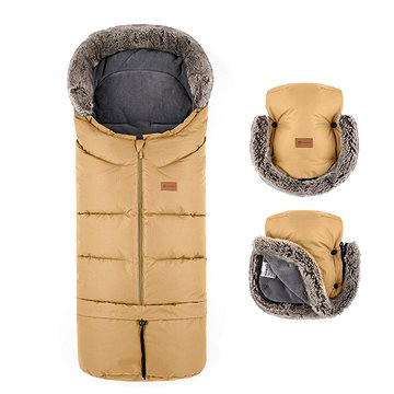 

Petite&Mars Set fusak Arctic 4v1 + rukavice na kočárek Furry Elegant Caramel