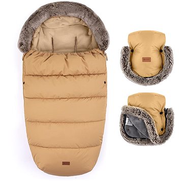 

Petite&Mars Set fusak Comfy 4v1 + rukavice na kočárek Furry Elegant Caramel