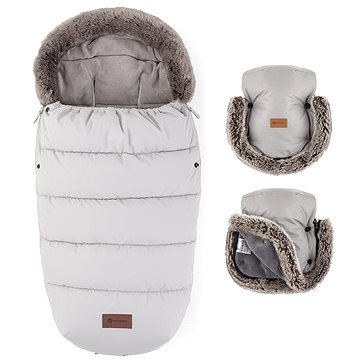 

Petite&Mars Set fusak Comfy 4v1 + rukavice na kočárek Furry Champagne Shower