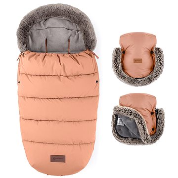 

Petite&Mars Set fusak Comfy 4v1 + rukavice na kočárek Furry Pastel Peach