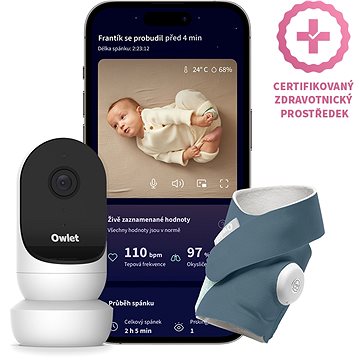 

Owlet Dream Sock 0-18 měsíců (Modrá) a kamera Owlet Cam 2