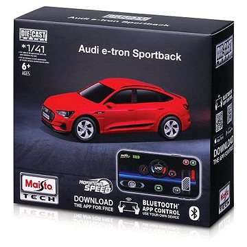 

Maisto Die-Cast Metal se světly 1:41, Audi e-tron Sportback červené, 2,4 GHz, USB, XTR