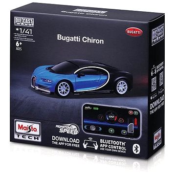 

Maisto Die-Cast Metal se světly 1:41, Bugatti Chiron modro-černé, 2,4 GHz, USB, XTR