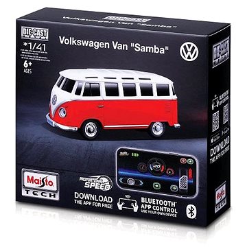 

Maisto Die-Cast Metal se světly 1:41, Volkswagen Van Samba červené, 2,4 GHz, USB, XTR