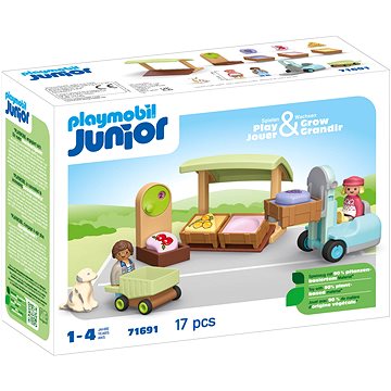 

Playmobil 71691 Junior: Stánek s biopotravinami a vysokozdvižný vozík