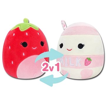 

Squishmallows 2v1 Jahoda Scarlet a jahodové mléko Amelie