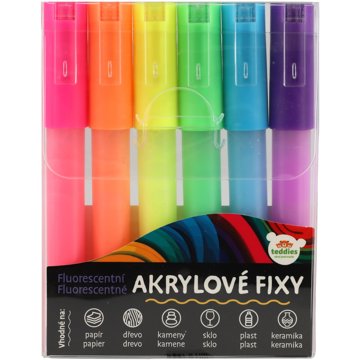 Teddies Fixy akrylové fluorescentní 6 ks