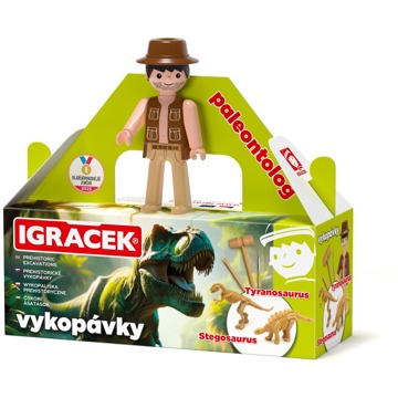 

Efko Igráček Paleontolog s vykopávkami dinosaurů Tyranosaura a Stegosaura