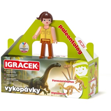 

Efko Igráček Paleontoložka s vykopávkami dinosaurů Parasaurolophuse a Diplodocuse