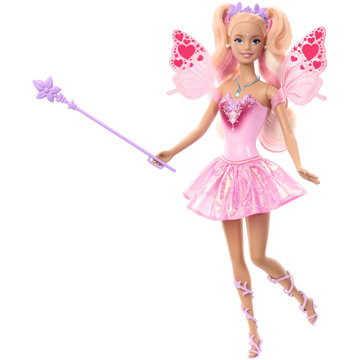 

Barbie Víla s barevnou proměnou v růžovém oblečku