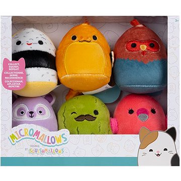 Squishmallows Micromallows 6Pack Okurek, Úhoř, Plameňák, Kohout, Sushi, Lemur