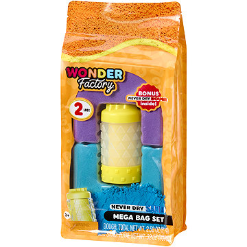 Wonder Factory Nevysychající písek a modelína v tašce - fialová, tyrkysová a žlutá