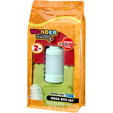 Wonder Factory Nevysychající písek a modelína v tašce - červená, limetková a modrá