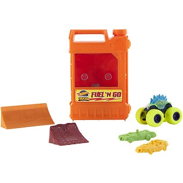 

Hot Wheels Monster Trucks herní set, truck Motosaurus a 2 rozdrcená autíčka 1:64