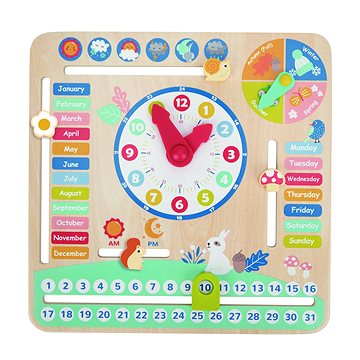 

Mamido Dřevěné edukativní hodiny s puzzle - Barevné dny a měsíce