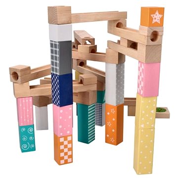 

Adam Toys Dřevěná kuličková dráha, labyrint - 53 dílků