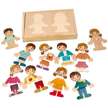 

Adam Toys Dřevěná magnetická skládačka v oblékání - Holka a kluk