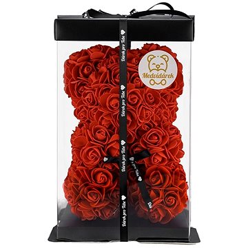 

Medvídárek Classic medvídek z růží 25 cm světle červený dárkové balení