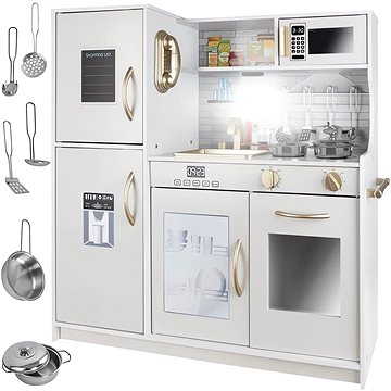 

Kruzzel 22117 Dětská dřevěná kuchyňka s příslušenstvím XXL, bílá