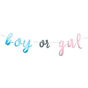 

UNIQUE Girlanda gender reveal kluk nebo holka, 213 cm