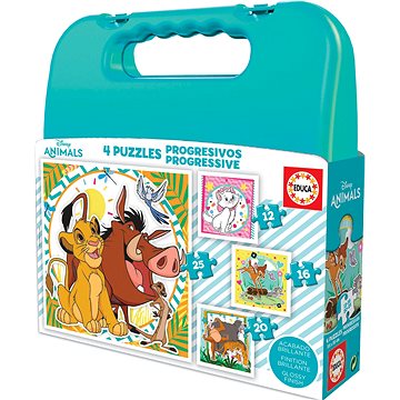 

EDUCA Puzzle v kufříku Disney zvířátka 4v1 (12,16,20,25 dílků)