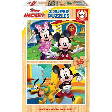

EDUCA Dřevěné puzzle Mickey a Minnie 2 × 16 dílků