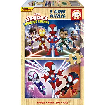 

EDUCA Dřevěné puzzle Spidey a jeho úžasní přátelé 2 × 16 dílků