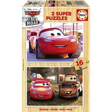 

EDUCA Dřevěné puzzle Auta 2 × 16 dílků