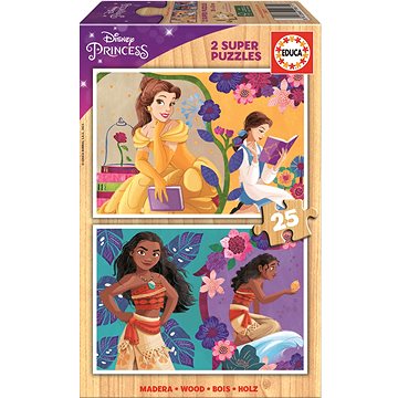 

EDUCA Dřevěné puzzle Disney princezny 2 × 25 dílků