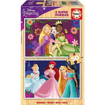

EDUCA Dřevěné puzzle Disney princezny 2 × 50 dílků