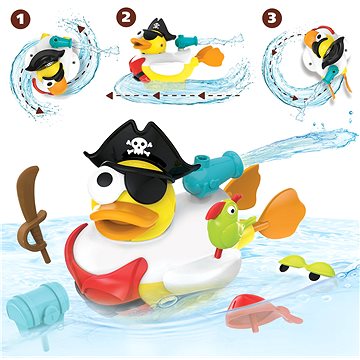 Yookidoo - Kreativní plavací kachna - Pirát - Hračka do vody