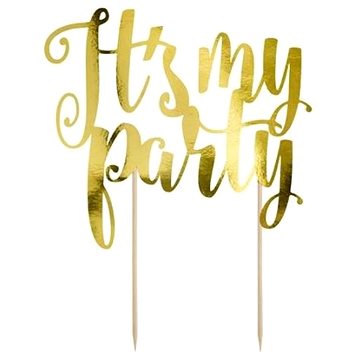 

Dekorace na dort " it's my party ", zlatá , 20,5 cm