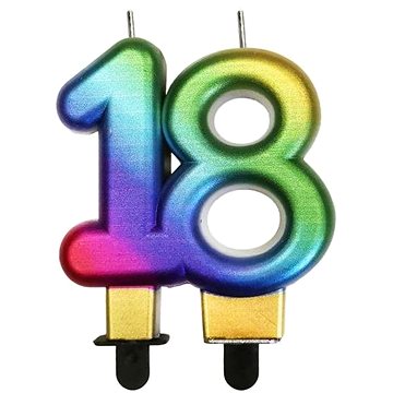 Narozeninová svíčka 18 - rainbow - duhová 7,5 cm