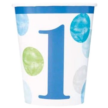 

Papírové kelímky 1. Narozeniny modré s puntíky 270 ml, 8 ks