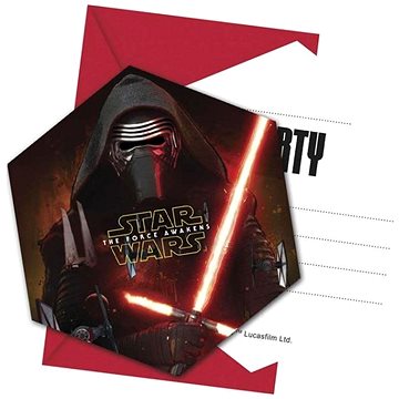 

Pozvánky star wars - hvězdné války - the force awaknes - 6 ks
