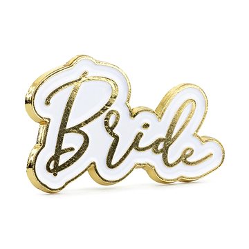 

Párty kovový odznak Bride, bílo-zlatý, 3,5 x 2cm