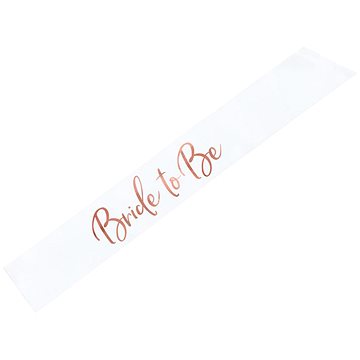 Párty šerpa Bride To Be, bílá s růžovo-zlatým nápisem