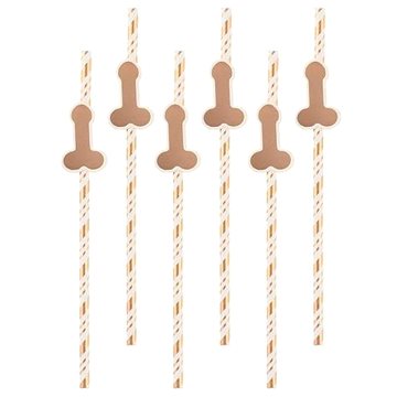 

Slámky - papírové brčka ( růžovozlaté, rosegold ) 6 ks - rozlučka se svobodou