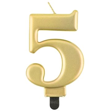 

Narozeninová svíčka na dort - 5 - metalická zlatá - 8 cm