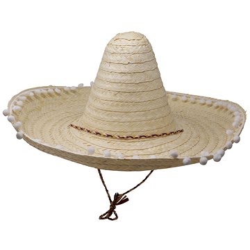 

Slaměný klobouk sombrero s bambulkami - mexiko 50 cm