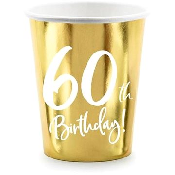 

Papírové kelímky 60 let - narozeniny - happy birthday - zlaté - 220 ml, 6ks