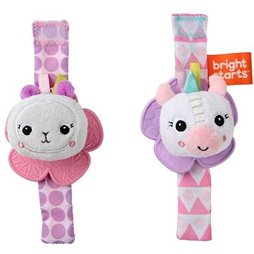 

Bright Starts Chrastítko s kousátkem na ruku 2 ks jednorožec/lama 0 m+