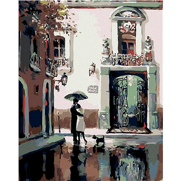 

Malování podle čísel - Loučení před branou, 80x100 cm, bez rámu a bez vypnutí plátna