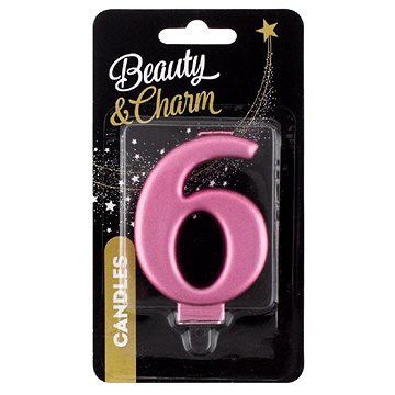 

GoDan Svíčka dortová číslice růžová metalická 8 cm, 6